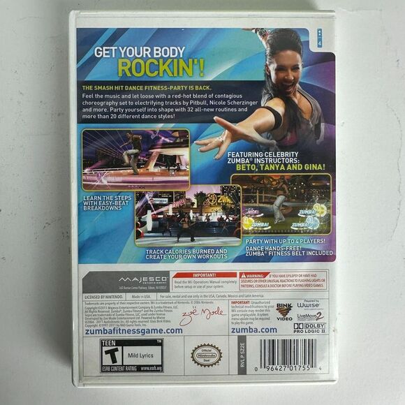 Zumba Fitness 2 Nintendo Wii 2011 Dance Party Fitness Game Complete w/ Belt - Picture 3 of 7